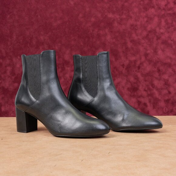 Stuart Weitzman Women Yuliana 60 Black Leather Slip-on Chelsea Dress Boots sz 12 - Picture 1 of 9